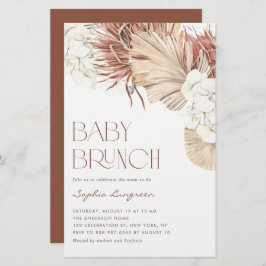 Boho Dried Palm and Orchids Baby Brunch Einladung