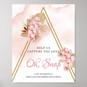Boho Dried Palm Blätter Blush Blume Oh Snap Signin Poster