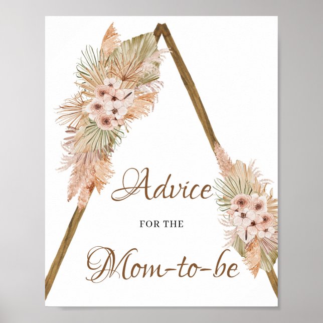 Boho Dried Palm Blätter Pampas Grass Advice Unters Poster (Vorne)