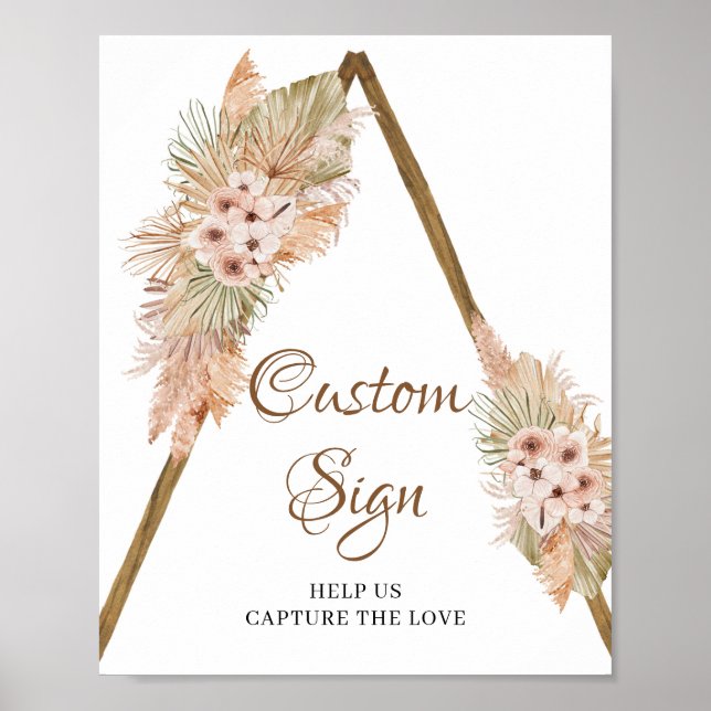 Boho Dried Palm Blätter Pampas Grass Custom Sign Poster (Vorne)