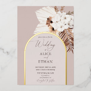Boho Dried Palm Blätter Wedding Foil Einladung
