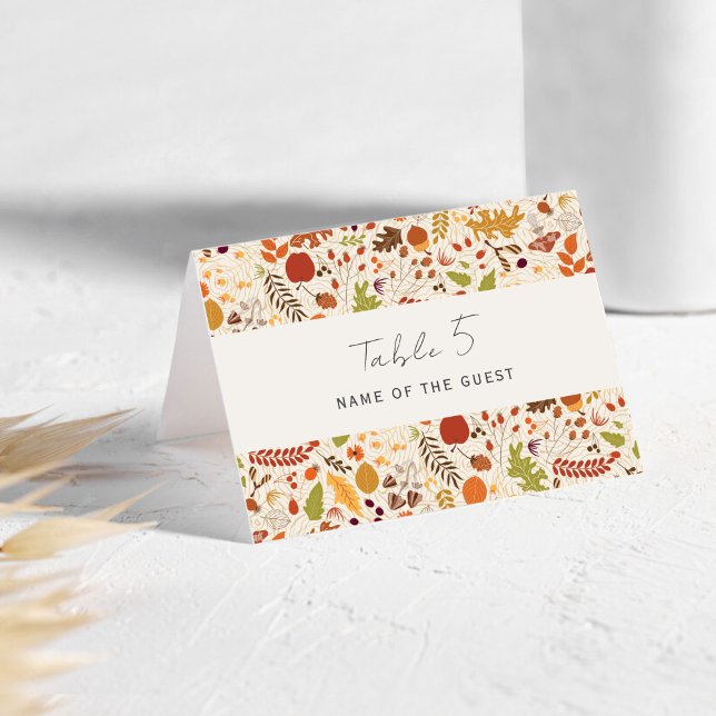 Boho Dried Rustic Floral Falls Wedding Place card Tischnummer (Von Creator hochgeladen)