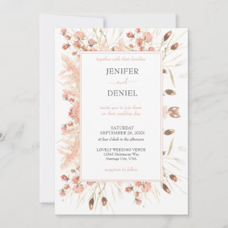 Boho Dried Watercolor Floral Wedding Einladung