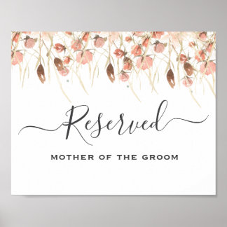 Boho Dried Watercolor Floral Wedding Poster