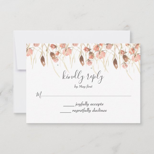 Boho Dried Watercolor Floral Wedding RSVP (Vorderseite)