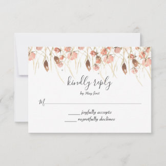 Boho Dried Watercolor Floral Wedding RSVP