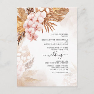 Boho Drives Palms Pampas Grass Terracotta Wedding Einladungspostkarte