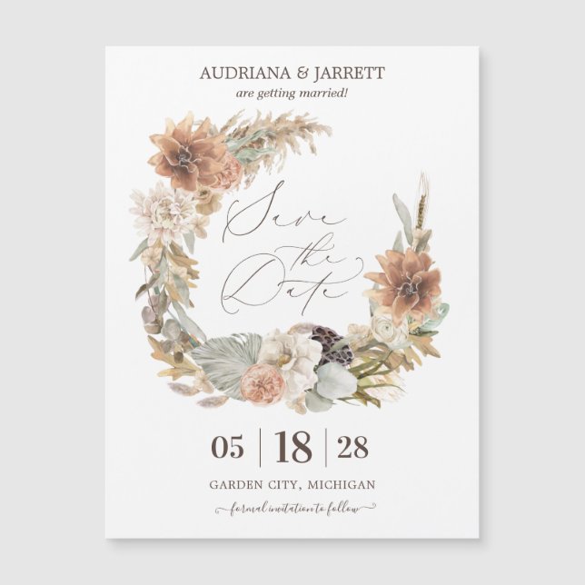 Boho Driving Floral Pampas Grass Herbst Magnet (Vorderseite)