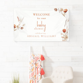 Boho Driving floral Terracotta Baby Shower Banner