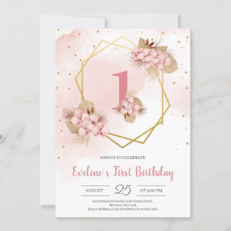 Boho Driving Palm Blush Orchid Gold Erstgeburt Einladung