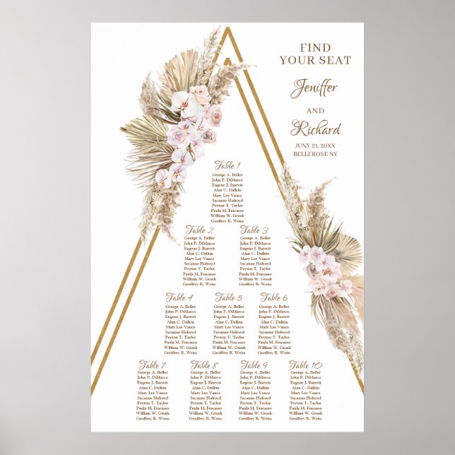 Boho Driving Palm Pampas Grass Dusty Rose Gold Arc Poster (Vorne)