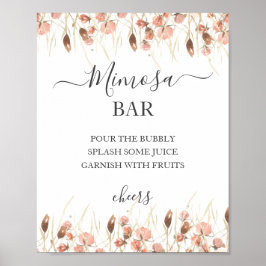 Boho Driving Watercolor Floral Wedding Mimosa Sign Poster