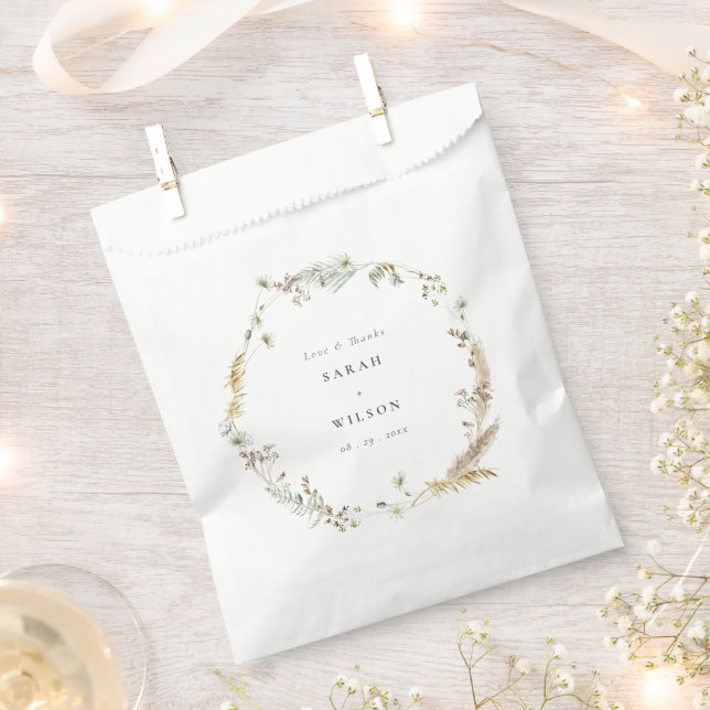 Boho Dry Palm Pampas Grass Floral Wreath Wedding Geschenktütchen (Ausgeschnitten)