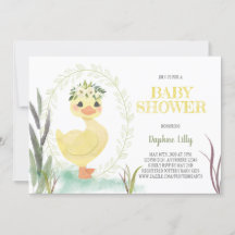  Boho Duckling Babydusche Einladung Gelb