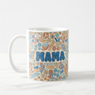 Boho Dunkelblau Mama Blumenmuster Muttertag Kaffeetasse
