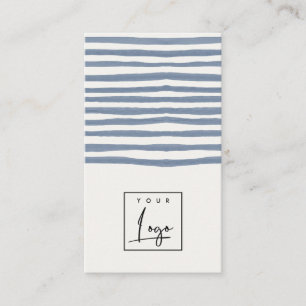 Boho Dunstig Blau Aquarell Handgezeichnete Streife Visitenkarte