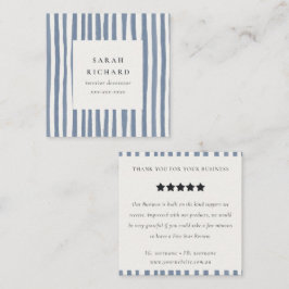 Boho Dusky Blue Watercolor Strips Bewertungsanfrag Quadratische Visitenkarte