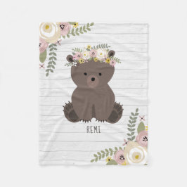 Boho Dusty Bear Gray Wood Personalisiert Fleecedecke