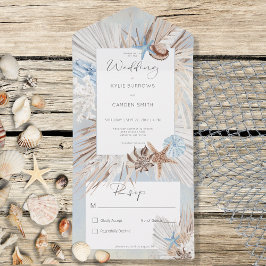 Boho Dusty Blue Beach Rustikal Kein Abendessen All In One Einladung