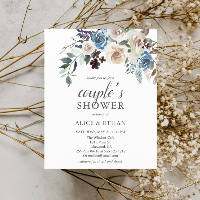 Boho Dusty Blue Beige Blume Paare Dusche (Von Creator hochgeladen)