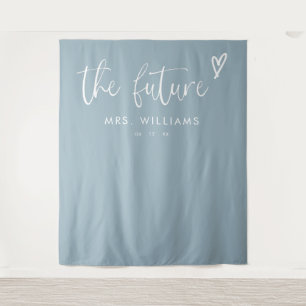 Boho Dusty Blue Brautparty Foto Stand Hintergrund Wandteppich