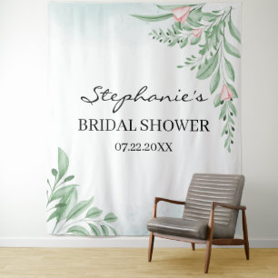 Boho Dusty Blue Brautparty Hintergrund Fotoautomat Wandteppich