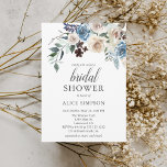 Boho Dusty Blue Bridal Dusche Einladung<br><div class="desc">Das Brautparty Boho besteht aus staubblauen und beigefarbenen Blume mit getrockneten Blätter.</div>