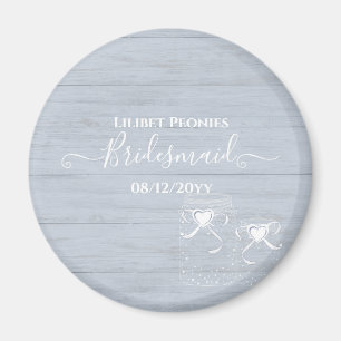 BOHO Dusty Blue Driftwood Mason Jars Wedding Magnet
