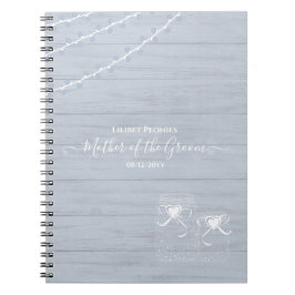 BOHO Dusty Blue Driftwood Mason Jars Wedding Notizblock