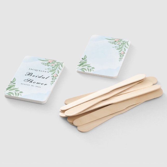 Boho Dusty Blue Eucalyptus Brautparty Fächer (Non-assembled)