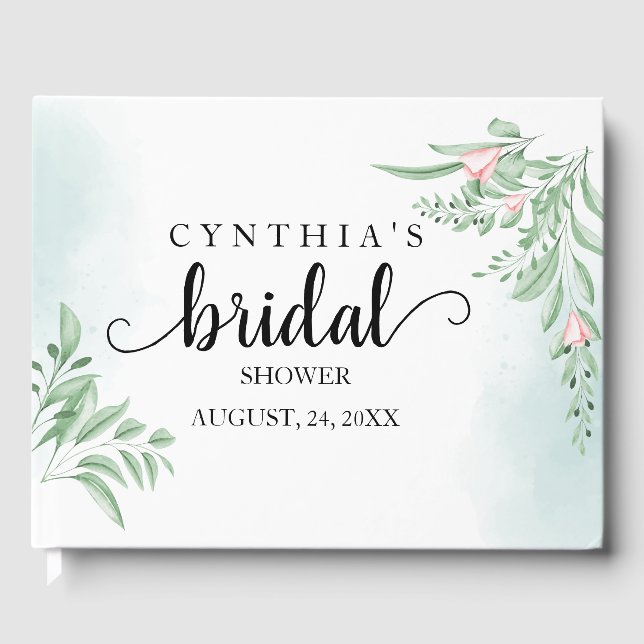 Boho Dusty Blue Eucalyptus Brautparty Gästebuch (Vorderseite)