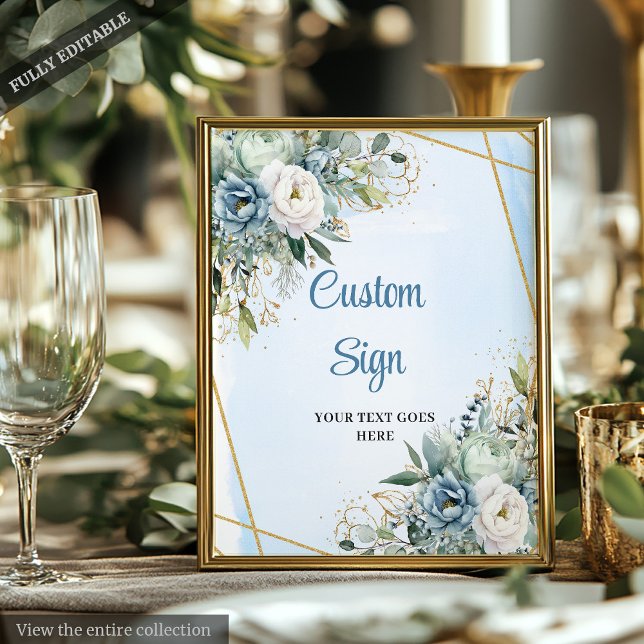 Boho Dusty Blue Eucalyptus Custom DIY Wedding Sign Poster (Boho Dusty Blue Eucalyptus Custom DIY Wedding Sign)