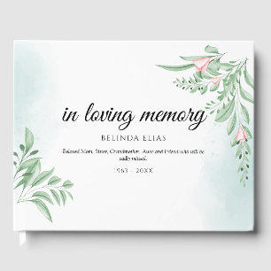 Boho Dusty Blue Eucalyptus Funeral Gästebuch