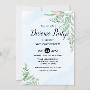 Boho Dusty Blue Eucalyptus Greenery Divorce Party  Einladung
