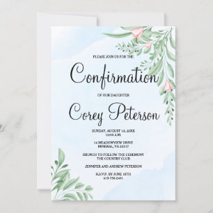 Boho Dusty Blue Eukalyptus Greenery Bestätigung Einladung