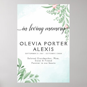 Boho Dusty Blue Eukalyptus-Trauer-Willkommensschil Poster