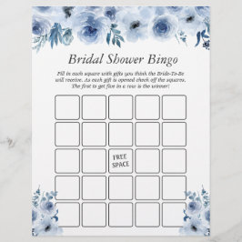 Boho Dusty Blue Floral Brautparty Bingo Game Flyer