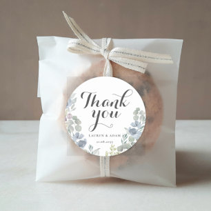 Boho Dusty Blue Floral Eucalyptus Wedding fovor Runder Aufkleber