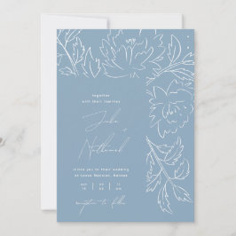 Boho Dusty Blue Floral Wedding Einladung