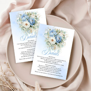 Boho Dusty Blue Florale Eukalyptus Hochzeitsdetail Begleitkarte