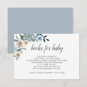 Boho Dusty Blue Flowers Bücher für Baby Begleitkarte