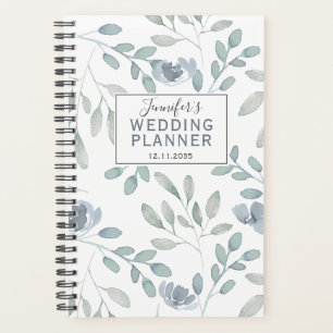 Boho Dusty Blue & Green Pattern Hochzeitsplaner Planer