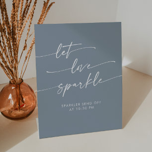 Boho Dusty Blue Sparkler sendet Hochzeit ab Sockelschild