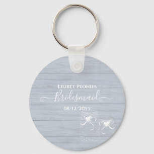 BOHO Dusty Blue Treibholz-Mason-Gläser Hochzeit Schlüsselanhänger