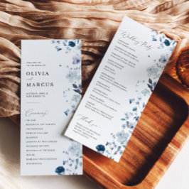 Boho Dusty Blue Wildblume Elegantes Hochzeitsprogr Programm