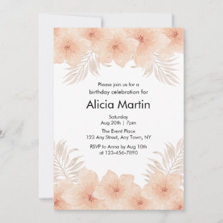 Boho Dusty Blush Blume Palm Leaf Geburtstag Einladung