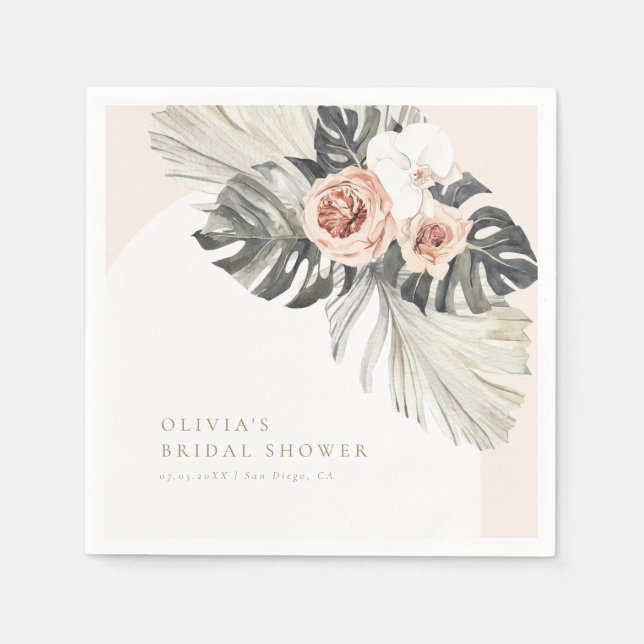 Boho Dusty Floral Arch Serviette (Vorderseite)