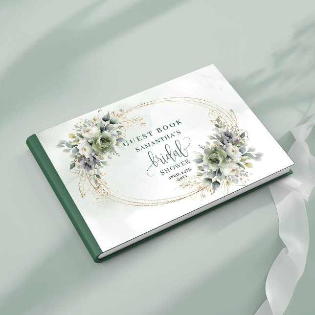 Boho Dusty Green Eukalyptus Brautparty Gast  Gästebuch (Boho Dusty Green Eucalyptus Bridal Shower Guest Book)