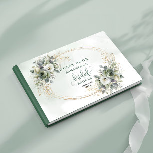 Boho Dusty Green Eukalyptus Brautparty Gast  Gästebuch
