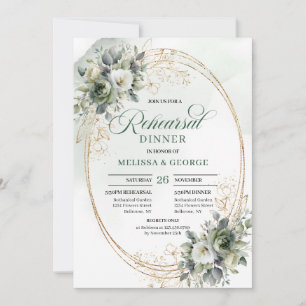 Boho Dusty Green Eukalyptus Probe Dinner  Einladung